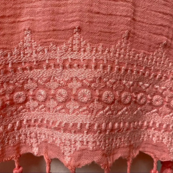 Roller Rabbit Lalla Embroidered Tassel Hem Pink Cotton Top XS Boho Summer - Picture 6 of 15